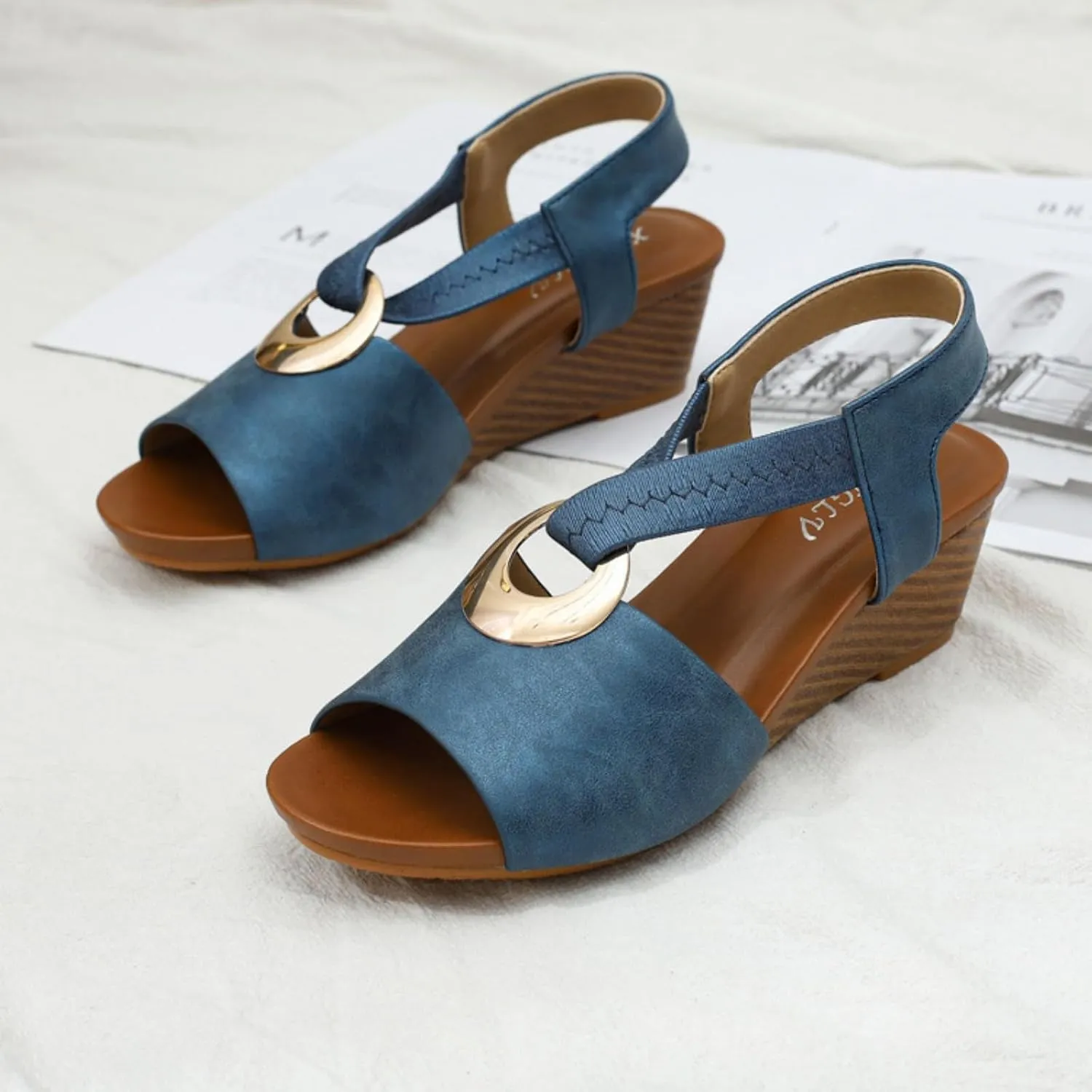 Womens Sandals Roman Wedge Sandals Platform Wedge Casual Open Toe Comfortable Ladies Shoes Dress with Arch Support Outdoor Walking Beach Shoes Dress 2025