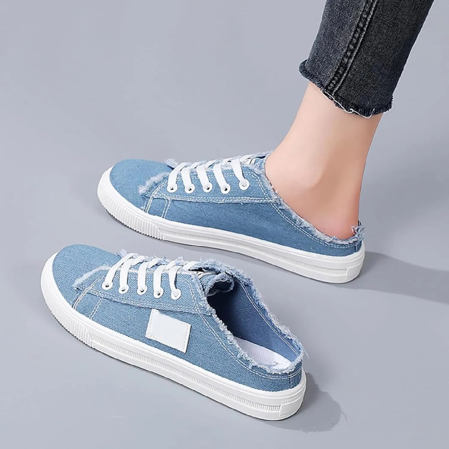Women's Slip on Canvas Shoes Low Top Casual Walking Shoes Fashion Comfortable Non Slip Sneakers Summer Dressy Flat Shoe Lightweight Outdoor Sneaker