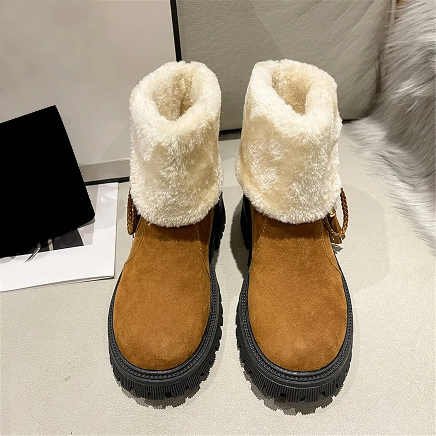 Womens Snow Boots Winter Ankle Boots for Women 2024 White Winter Boots Botas De Invierno Para Mujer Tall Winter Boots for Women Wide Calf of Today