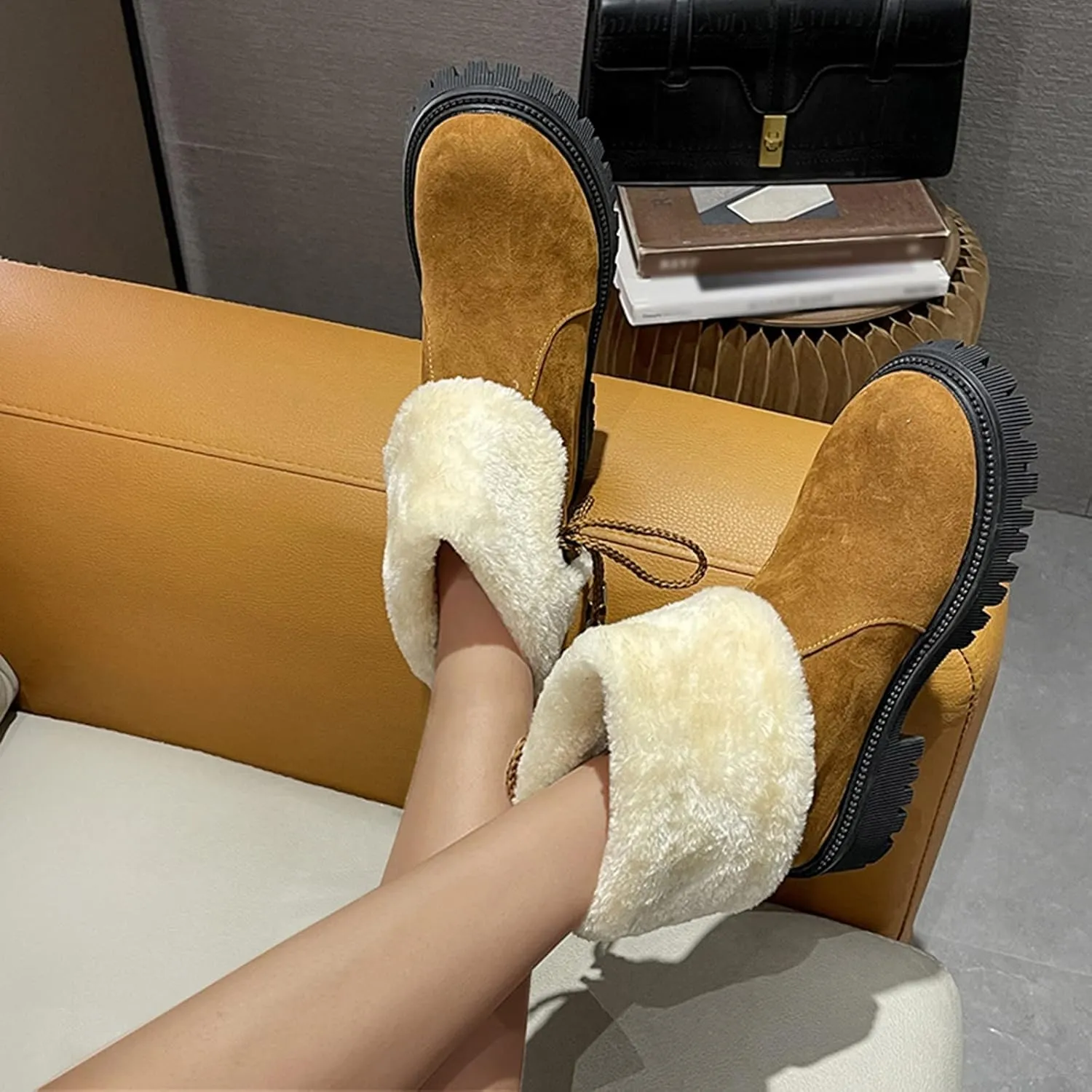 Womens Snow Boots Winter Ankle Boots for Women 2024 White Winter Boots Botas De Invierno Para Mujer Tall Winter Boots for Women Wide Calf of Today