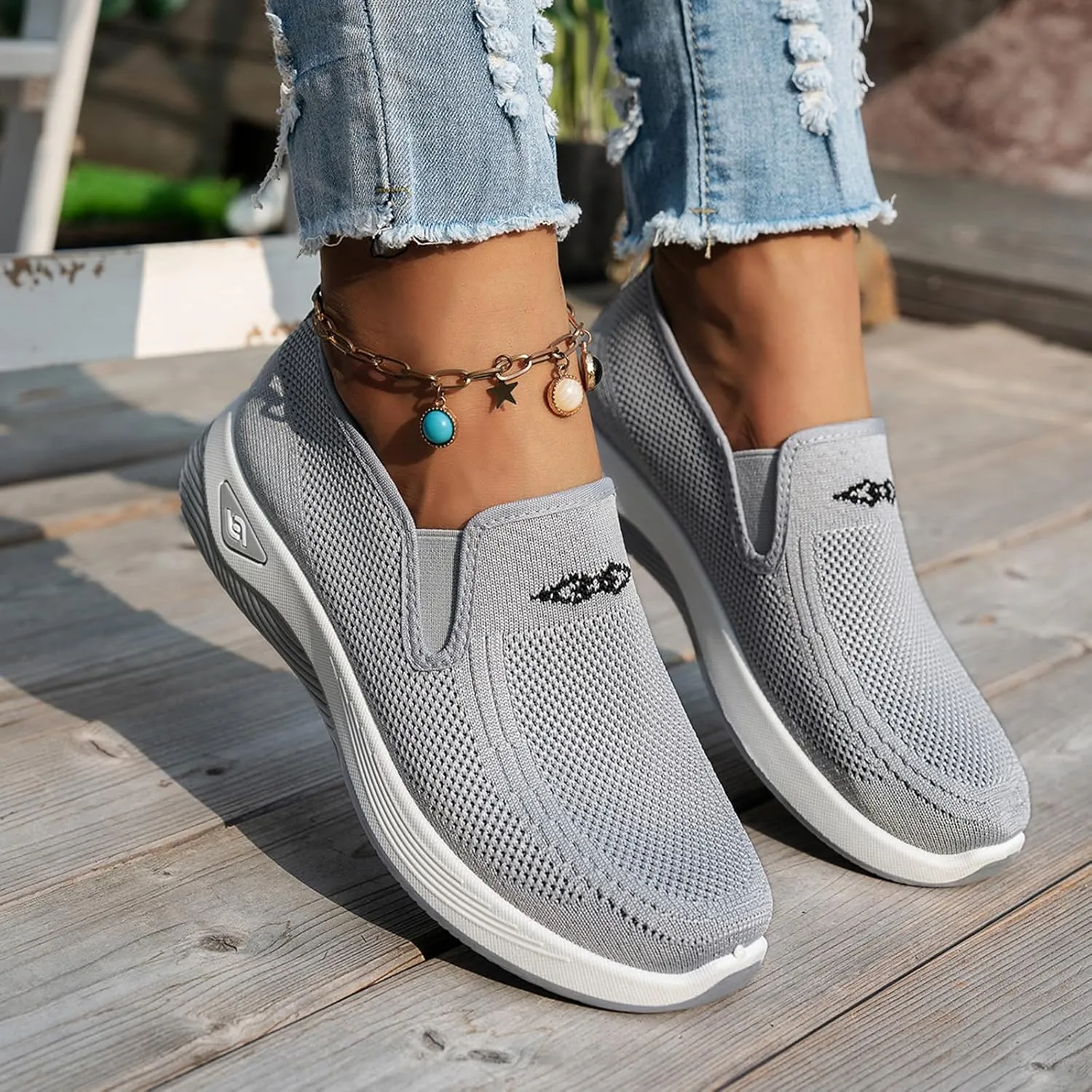 Women's Walking Shoes Slip On Comfort Orthopedic Breathable Go Walking Mesh Athletic Running Sneakers Shoes