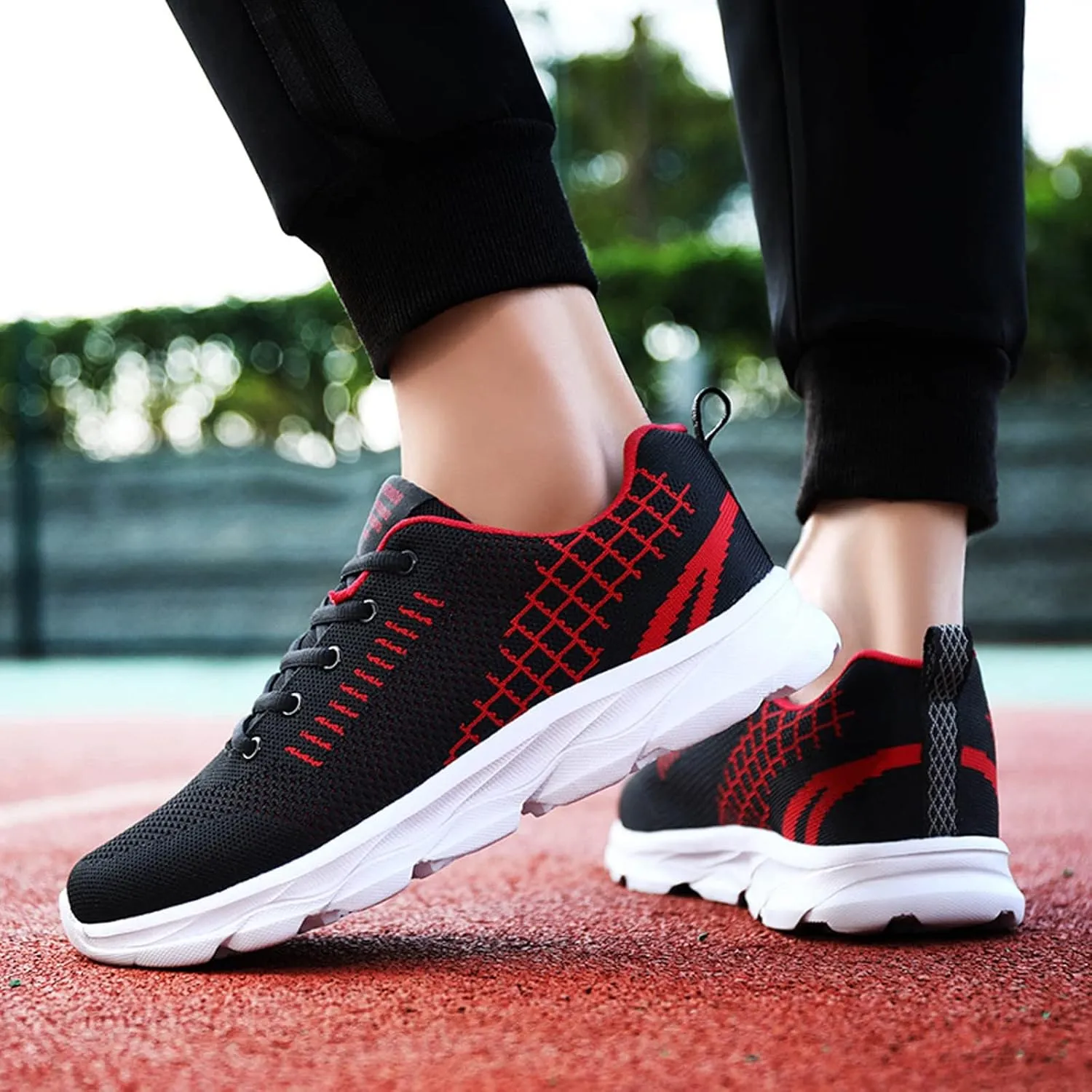 Women's Walking Sock Shoes Elastic Knit Lightweight Mens Dress Shoes Workout Women's Shoes Casual Black Platform Sneaker Red Tennis Shoe Cross Trainer Shoe