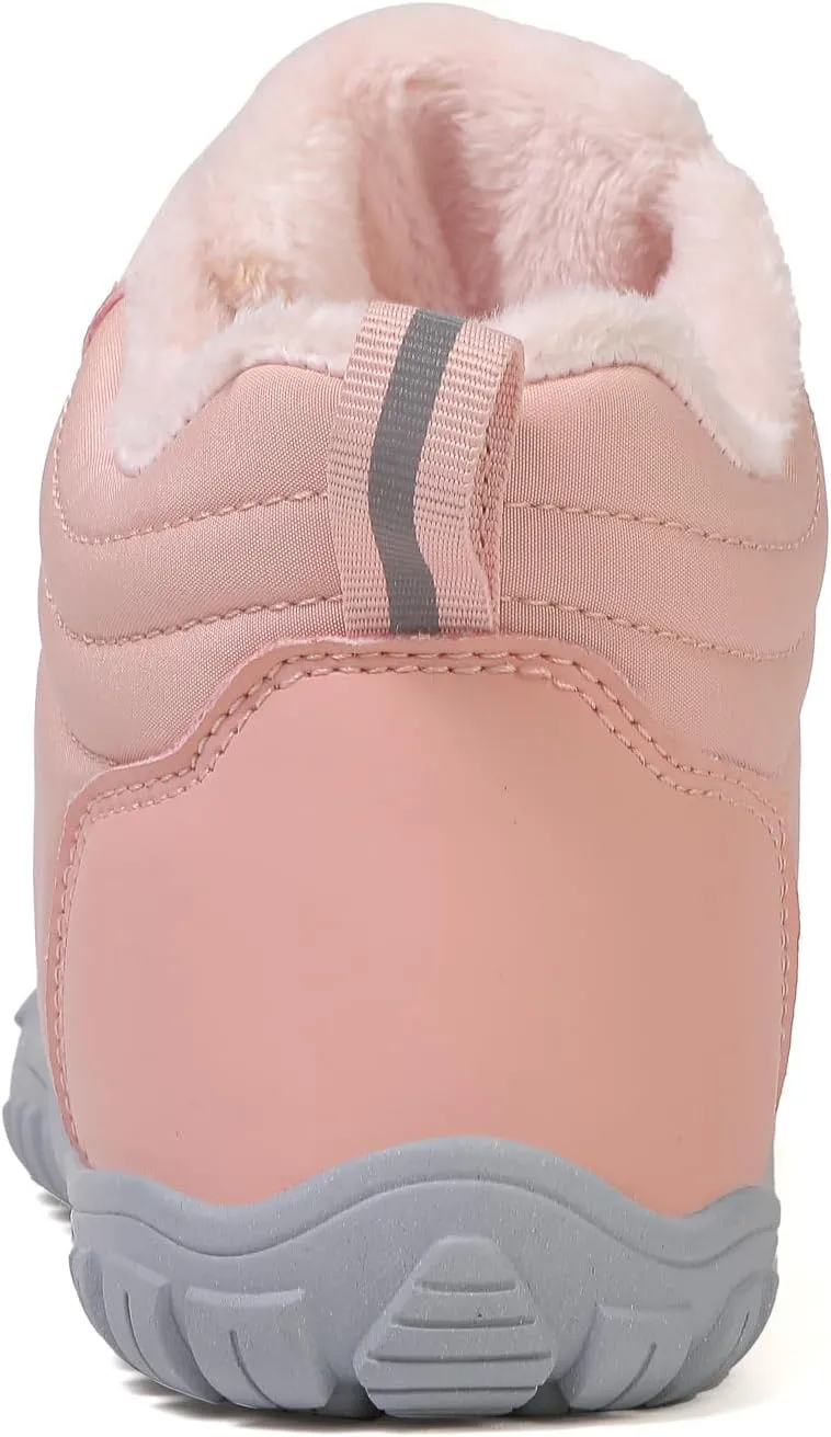 Women's Waterproof Non-Slip Hiking Boots Lightweight Fur Lined Thick Warm Adjustable Slip-On Shoes Wide Toe Box Zero Drop Ankle Booties Rubber Sole Military Work Desert Boots