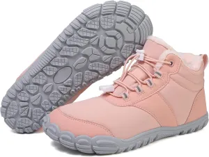 Women's Waterproof Non-Slip Hiking Boots Lightweight Fur Lined Thick Warm Adjustable Slip-On Shoes Wide Toe Box Zero Drop Ankle Booties Rubber Sole Military Work Desert Boots