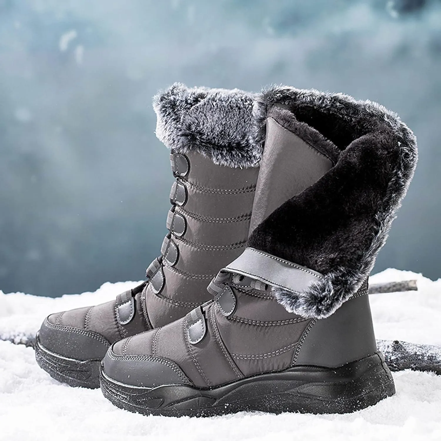 Women's Winter Boots Wide Width Leather Ankle Boots for Women Low Heel for Winter Womens Boots Winter Snow Shoes for Women Snow Boots Women Wide of Today