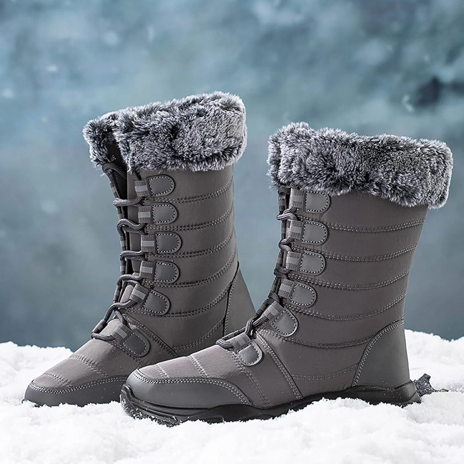 Women's Winter Boots Wide Width Leather Ankle Boots for Women Low Heel for Winter Womens Boots Winter Snow Shoes for Women Snow Boots Women Wide of Today