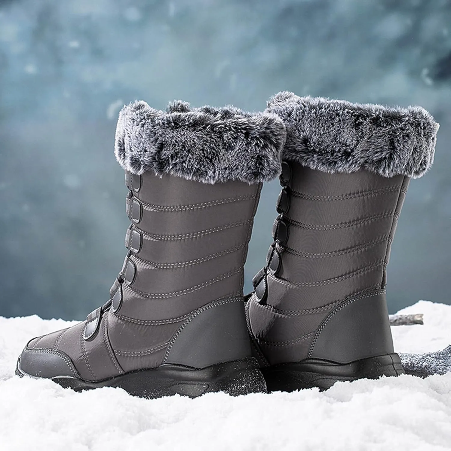 Women's Winter Boots Wide Width Leather Ankle Boots for Women Low Heel for Winter Womens Boots Winter Snow Shoes for Women Snow Boots Women Wide of Today