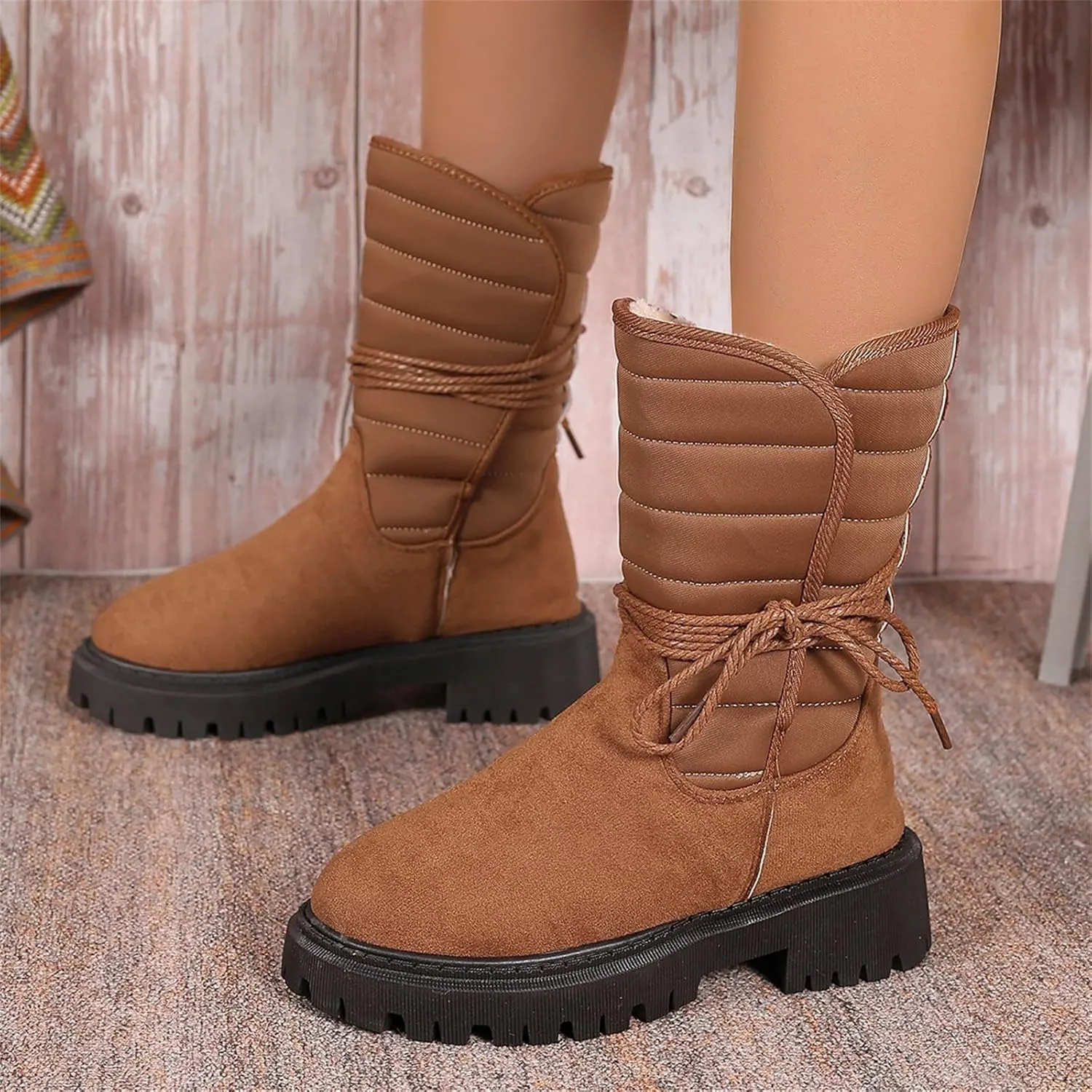 Womens Winter Shoes Black Brown Suede Ankle Boots Fur Lined Size 10 for Women Winter Shoes Women's Winter Shoes Women's Wide Calf Comfortable Winter Knee High Riding Boots Deals of The Day