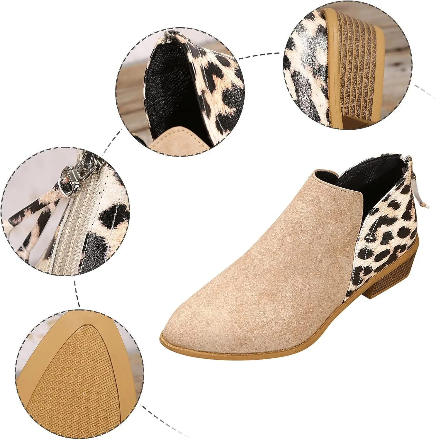 Work Boots for Women Ankle Short Booties for Women Women Cowboy Boots Wide Width Womens Hiking Boot Lightweight Breathable Side Zipper Pointd Toe Suede