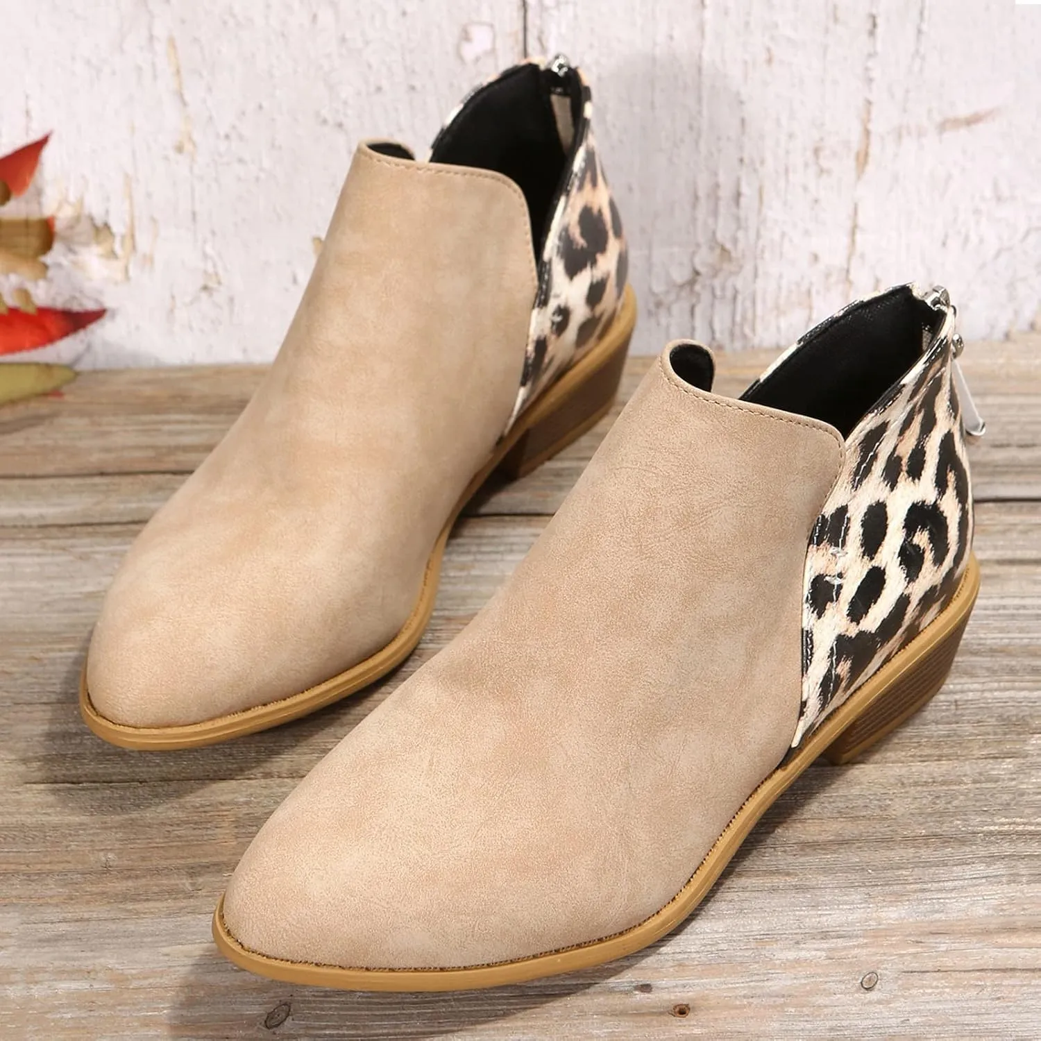 Work Boots for Women Ankle Short Booties for Women Women Cowboy Boots Wide Width Womens Hiking Boot Lightweight Breathable Side Zipper Pointd Toe Suede